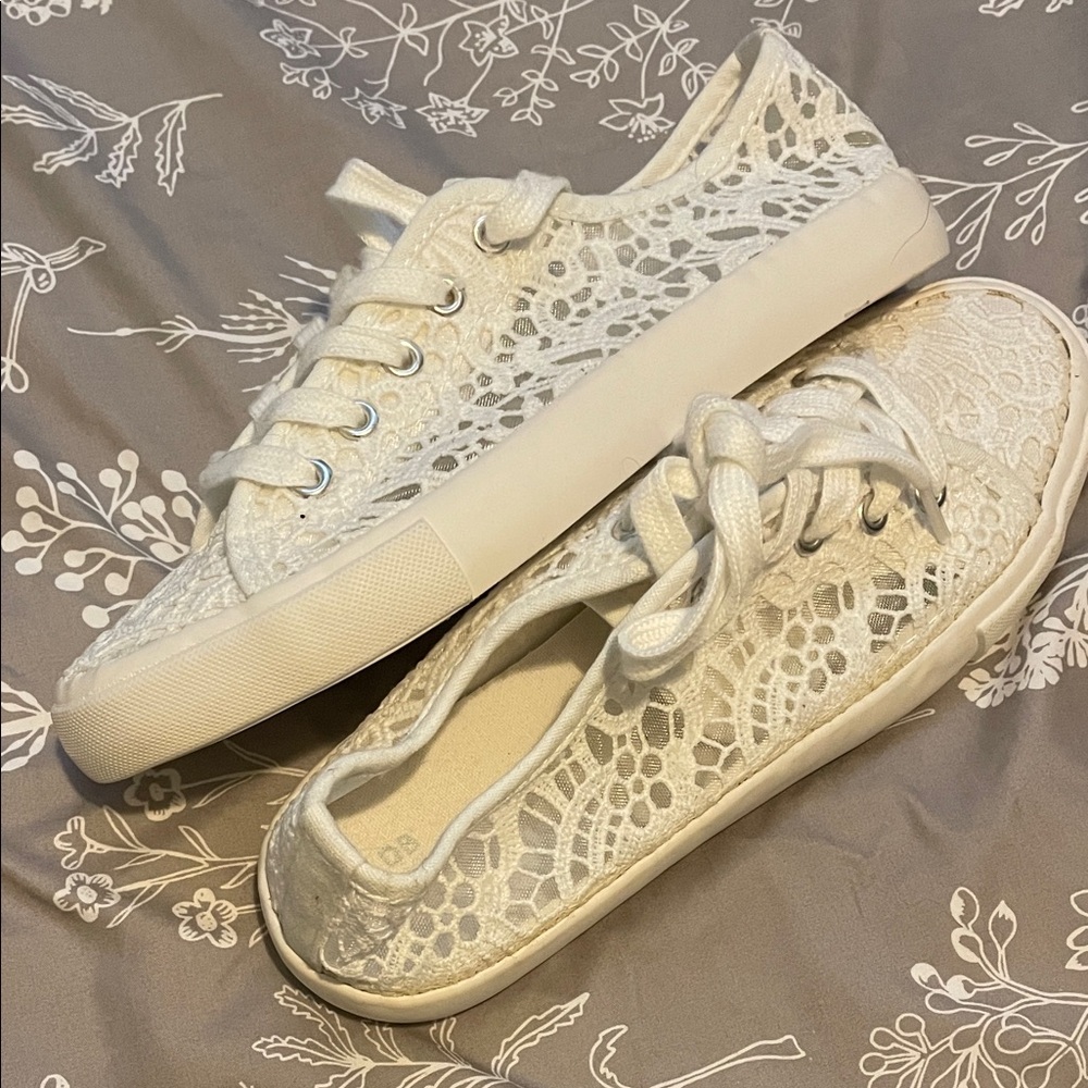 David's Bridal White Lace Women's Sneakers